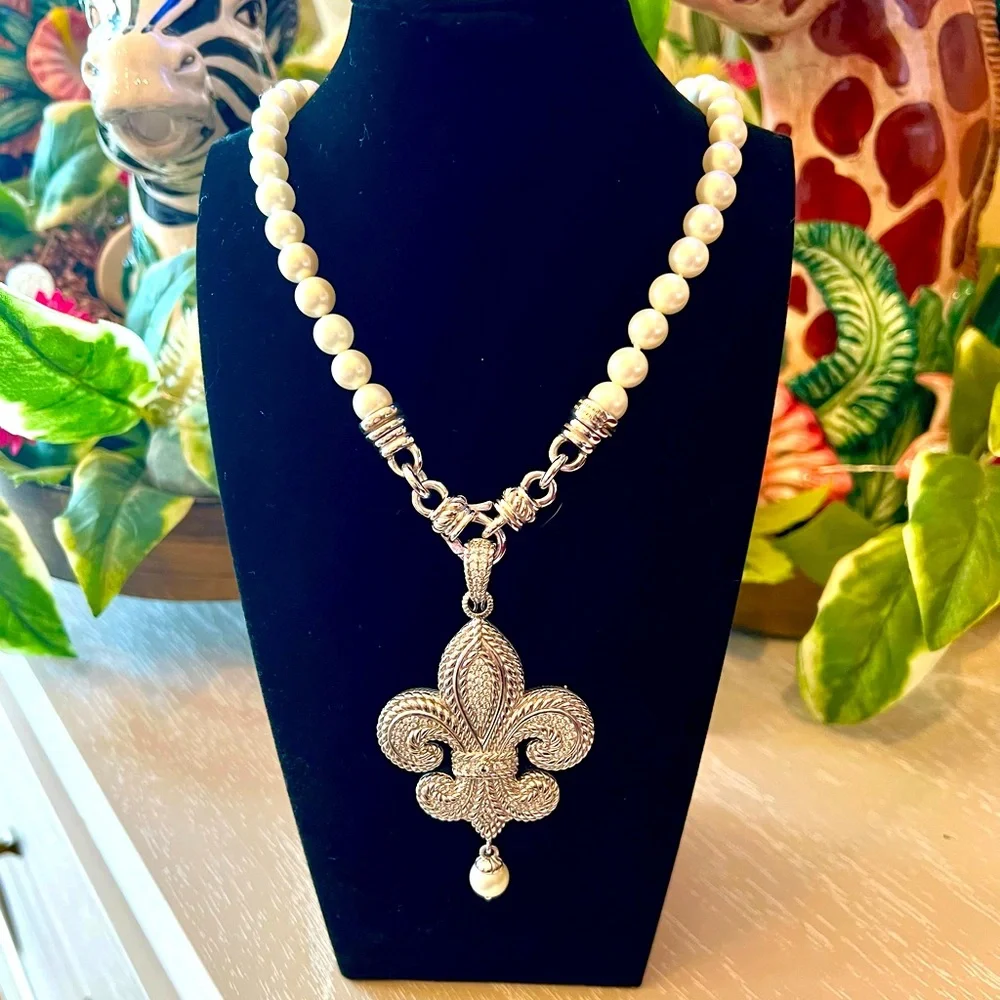 Stunning Judith Ripka Pearl Necklace And Enhancer/Brooch - Picture 1 of 5